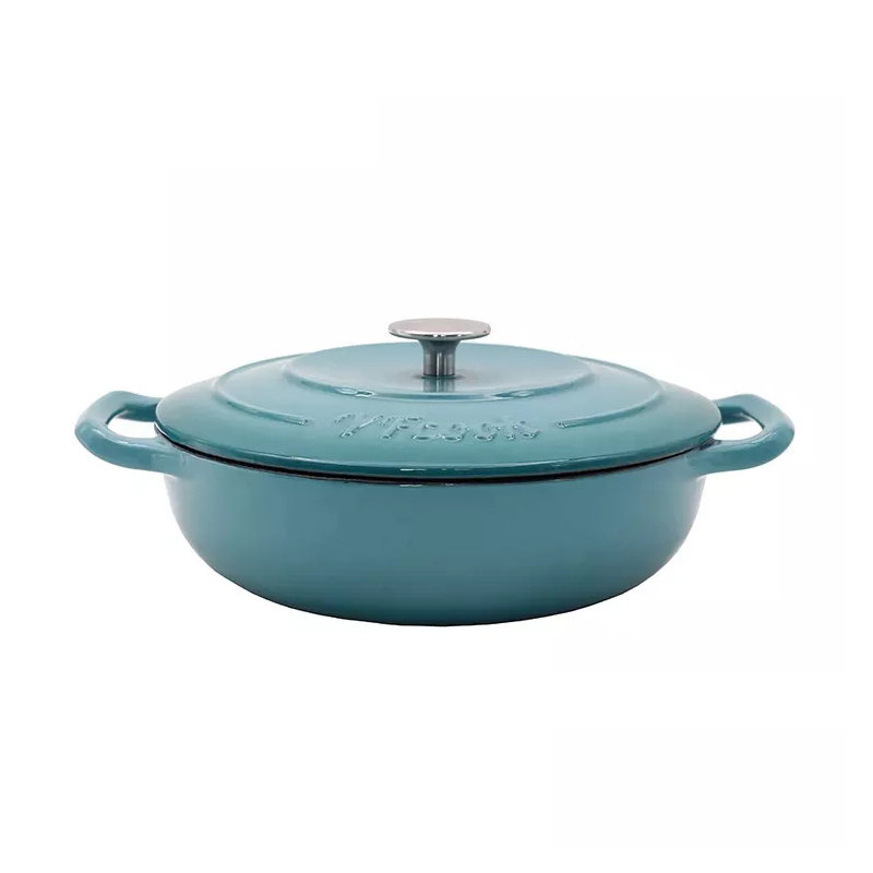 YFES009  Enameled Cast Iron Balti Dish Casserole Seafood Pot with Wide Loop Handles